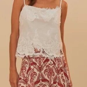Farm Rio Off White Lave Sleeveless Top sz MED